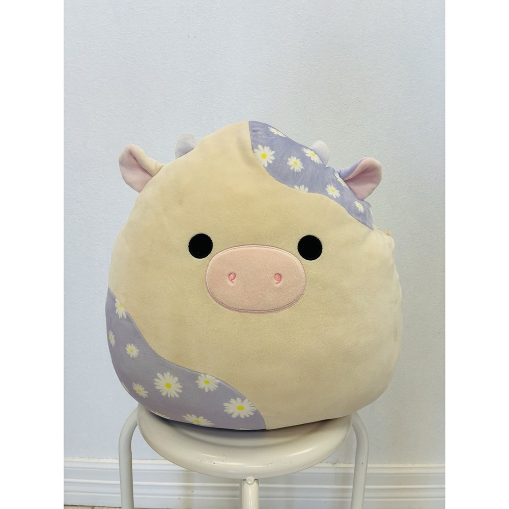 Bella The Cow Squishmallow Daisy Easter Pattern Plush No Tag Authentic